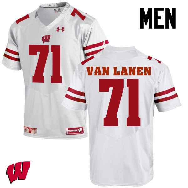Men Wisconsin Badgers #71 Cole Van Lanen College Football Jerseys-White - Click Image to Close